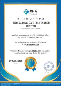 UOB 'A' Rating certificate