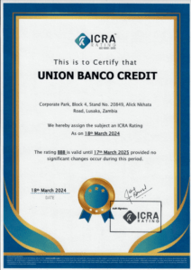 UBC 'BBB' Rating certificate