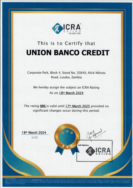 ICRA RATING assign Union Banco Credit Limited national scale long-term issuer